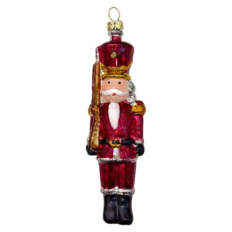 Weihnachtsanhänger Nussknacker Soldat mit Gewehr Kunststoff bruchsicher Rot Gold 10 cm von Clayre & Eef (67072)