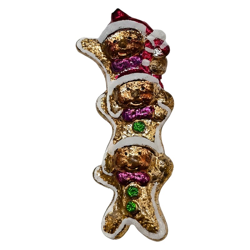 Weihnachtsanhänger Lebkuchenmänner Turm 3er Kunststoff bruchsicher Goldbraun Bunt 10 cm von Clayre & Eef (67073)