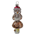 Weihnachtsanhänger Eule auf Pilz mit Mütze Kunststoff bruchsicher Silber Braun Rot 10 cm von Clayre & Eef (67074)