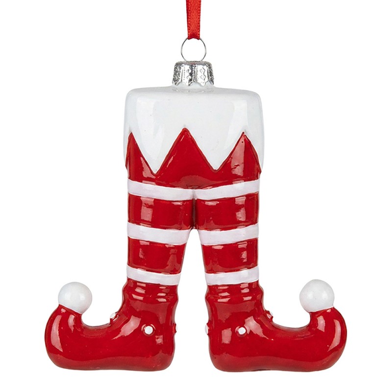 Weihnachtsanhänger Elfenbeine Wichtelschuhe Kunststoff bruchsicher Rot Weiß 11x3x12 cm von Clayre & Eef (67081)
