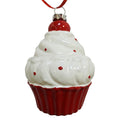 Weihnachtsanhänger Cupcake Törtchen Sahne Kirsche Kunststoff bruchsicher Weiß Rot Ø 7x11 cm von Clayre & Eef (67083)