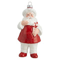 Weihnachtsanhänger Weihnachtsmann Bäcker mit Schürze und Zuckerstange Kunststoff bruchsicher Weiß Rot 7x5x13 cm von Clayre & Eef (67086)