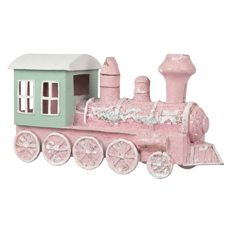 Weihnachtsanhänger Zug Dampflokomotive Shabby Chic Kunststoff bruchsicher Rosa Mintgrün 12x4x7 cm von Clayre & Eef (67087)