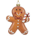 Weihnachtsanhänger Lebkuchenmann mit Zuckerstange Kunststoff bruchsicher Braun Weiß Rot 8x3x11 cm von Clayre & Eef (67092)