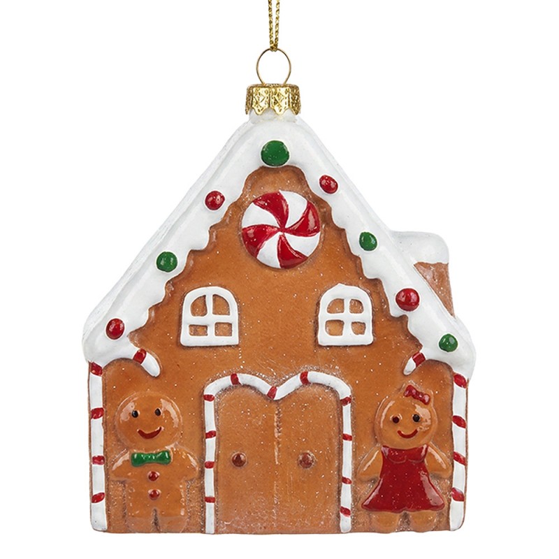 Weihnachtsanhänger Lebkuchenhaus Knusperhäuschen Kunststoff bruchsicher Braun Bunt 10x3x12 cm von Clayre & Eef (67093)