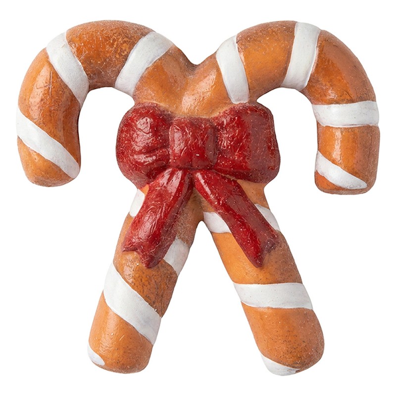 Weihnachtsanhänger Zuckerstangen gekreuzt mit Schleife Kunststoff bruchsicher Braun Weiß 10x2x11 cm von Clayre & Eef (67094)