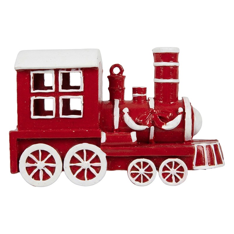 Weihnachtsanhänger Zug Dampflokomotive Kunststoff bruchsicher Rot Weiß 12x5x8 cm von Clayre & Eef (67098)