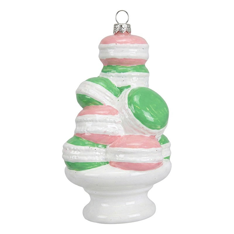 Weihnachtsanhänger Macarons Etagere Kunststoff bruchsicher Weiß Rosa Grün Ø 8x14 cm von Clayre & Eef (67099)