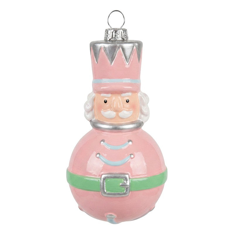 Weihnachtsanhänger Nussknacker Soldat Kunststoff bruchsicher Rosa Mint Silber Ø 6x12 cm von Clayre & Eef (67100)