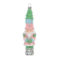 Weihnachtsanhänger Nussknacker mit Geschenketurm Kunststoff bruchsicher Rosa Mint Silber 5x5x18 cm von Clayre & Eef (67101)