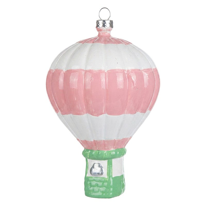 Weihnachtsanhänger Heißluftballon Kunststoff bruchsicher Weiß Rosa Mint Ø 8x13 cm von Clayre & Eef (67103)