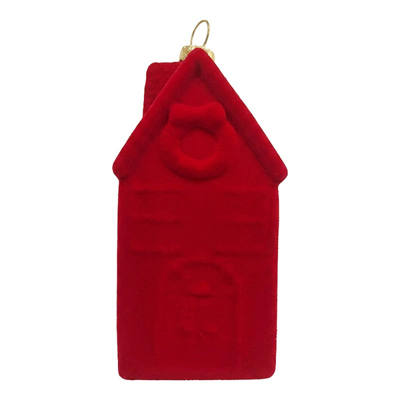 Weihnachtsanhänger Haus Samt rot beflockt bruchsicher Kunststoff 5x4x10 cm von Clayre & Eef (67105)