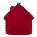 Weihnachtsanhänger Haus Chalet Samt rot beflockt bruchsicher Kunststoff 8x5x10 cm von Clayre & Eef (67106)