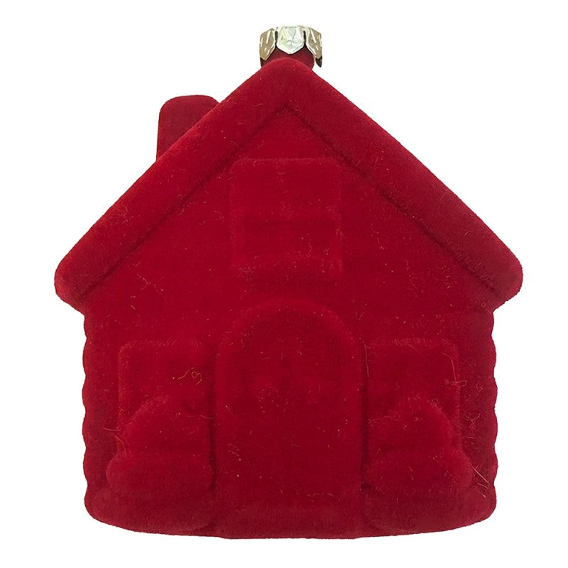 Weihnachtsanhänger Haus Chalet Samt rot beflockt bruchsicher Kunststoff 8x5x10 cm von Clayre & Eef (67106)