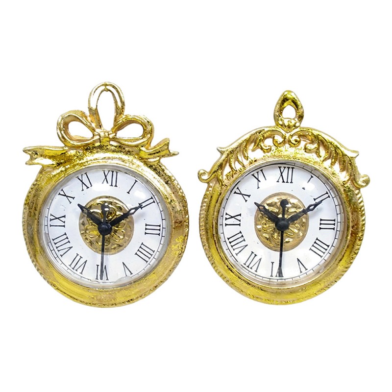 Weihnachtsanhänger Uhren Barock Taschenuhr 2er Set Kunststoff bruchsicher Gold 13x9x13 cm von Clayre & Eef (67129)