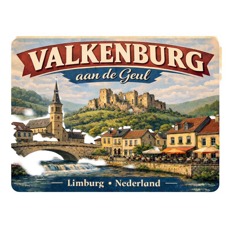 Kühlschrankmagnet Valkenburg aan de Geul Burgruine Panorama Metall 8x1x6 cm von Clayre & Eef (67152)