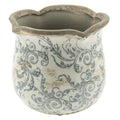 Clayre & Eef Keramik-Blumentopf mit Ranken Ø 15x14 cm – Runder Übertopf (6CE0870M)