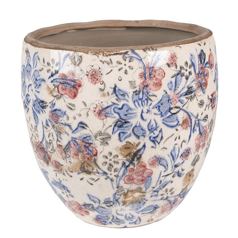 Clayre & Eef Keramik-Blumentopf Ø 13x11 cm – Kompakter Übertopf S (6CE1031S)