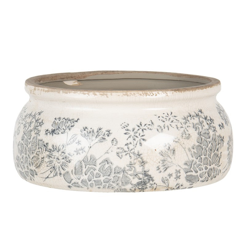 Clayre & Eef Keramik-Pflanzschale Ø 20x8 cm – Flache Deko-Schale (6CE1254M)