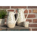 Dekorative Kanne Vase Keramik Zweifarbig Ranken Grün Weiß Terrakotta 20x14x25 cm von Clayre & Eef (6CE1453M)