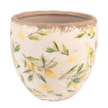 Clayre & Eef Keramik-Blumentopf mediterrane Zitronen-Limonen Ø 19x19 cm – Großer Übertopf L (6CE1529L)