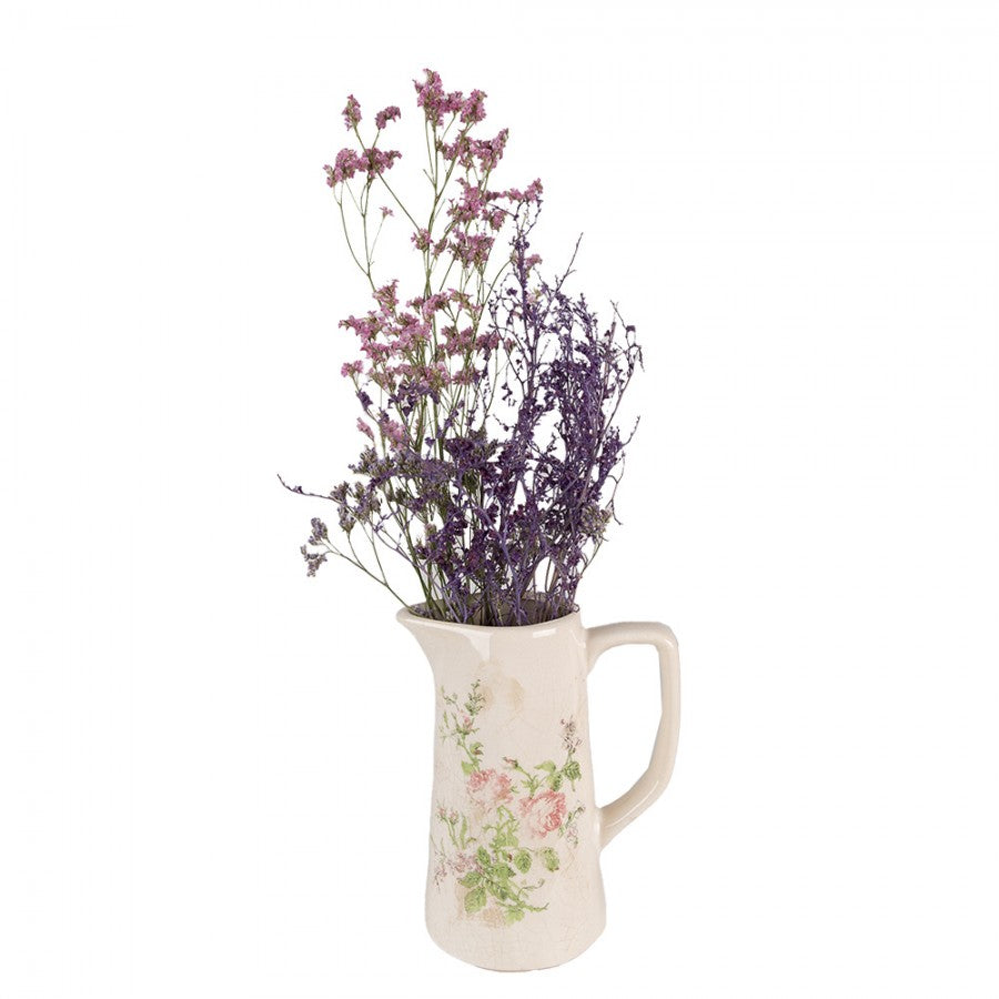Dekorative Kanne Vase Keramik Rosa Rosen Craquelé 15x10x19 cm von Clayre & Eef (6CE1543M)