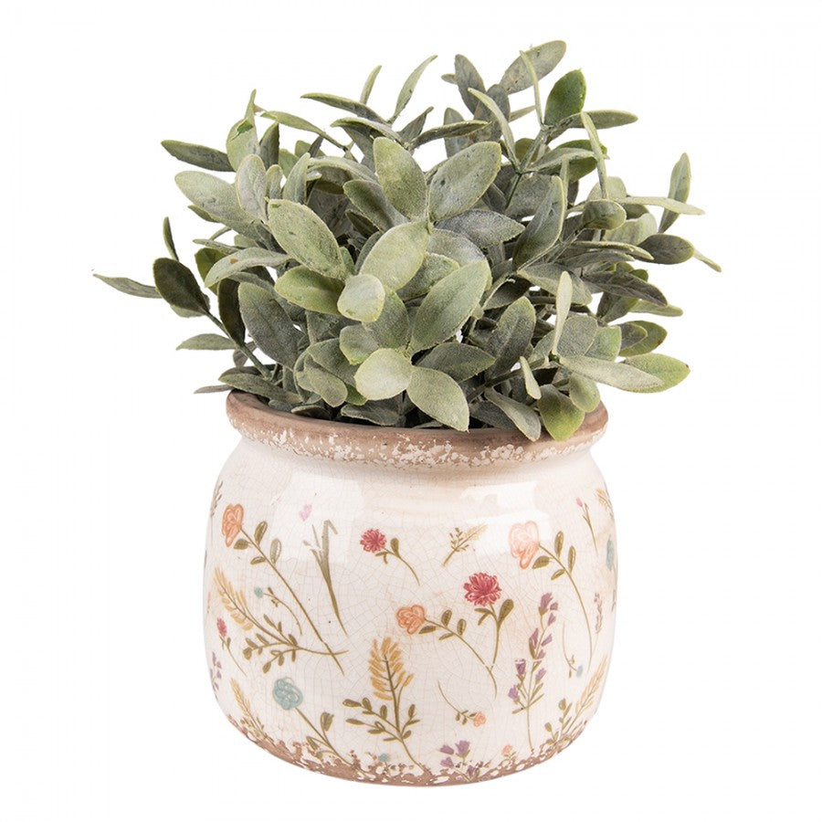 Clayre & Eef Keramik-Blumentopf Streublümchen Ø 20x15 cm – Großer Übertopf L (6CE1551L)
