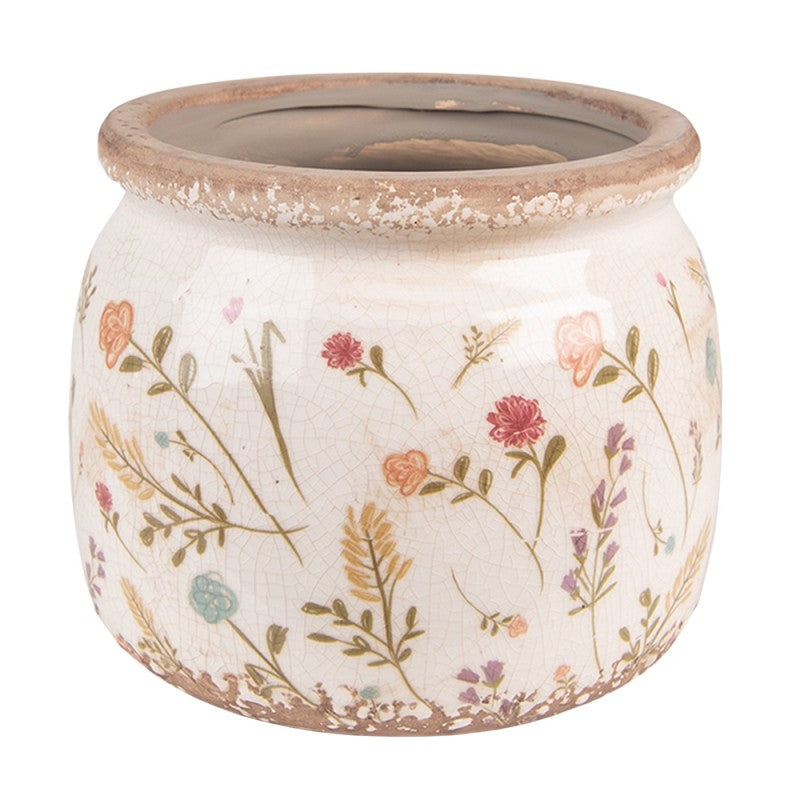 Clayre & Eef Keramik-Blumentopf Streublümchen Ø 20x15 cm – Großer Übertopf L (6CE1551L)