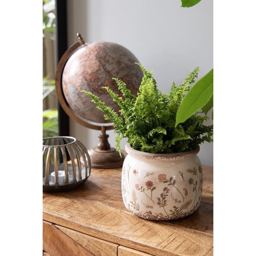 Clayre & Eef Keramik-Blumentopf Ø 15x13 cm – Runder Übertopf M (6CE1551M)