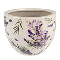 Clayre & Eef Keramik-Blumentopf Lavendel Provence Ø 15x11 cm – Flacher Übertopf S (6CE1553S)