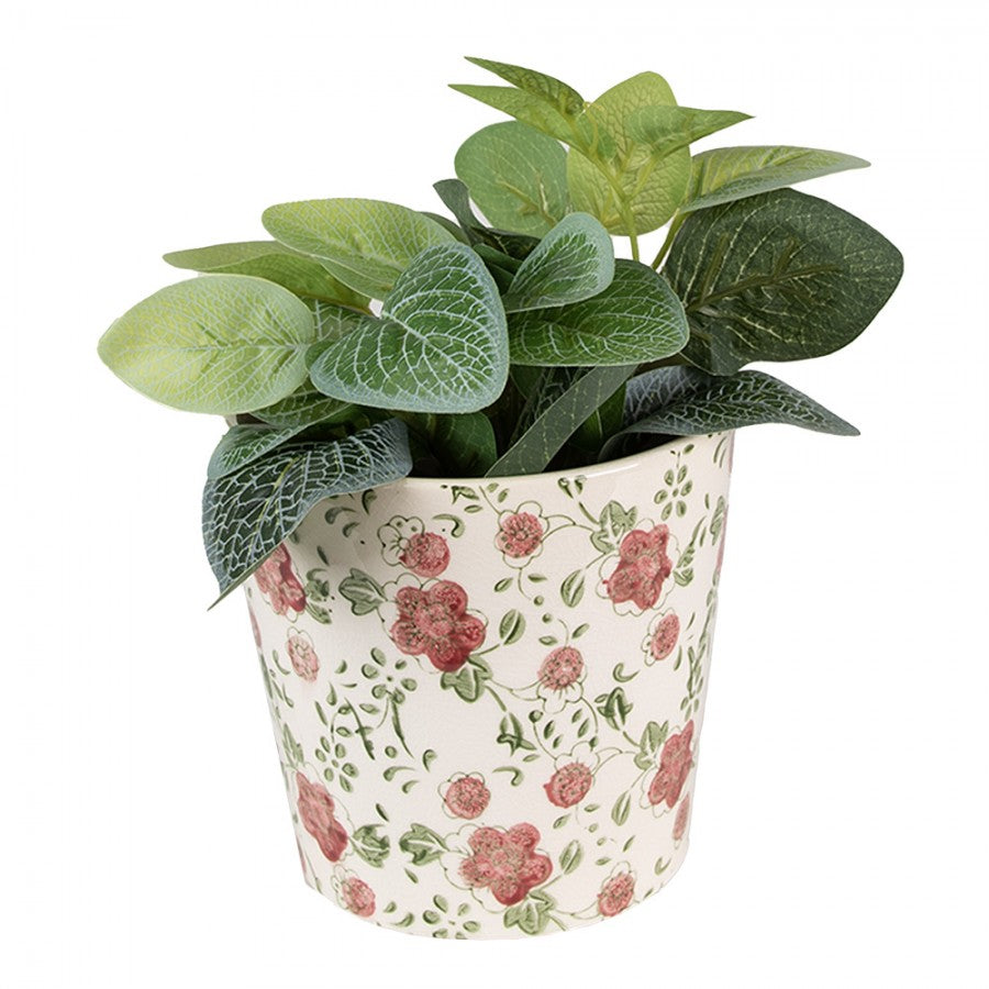 Clayre & Eef Keramik-Blumentopf Ø 14x13 cm – Runder Übertopf S (6CE1566S)