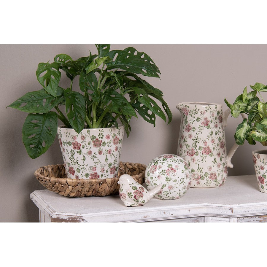 Clayre & Eef Keramik-Blumentopf Ø 14x13 cm – Runder Übertopf S (6CE1566S)
