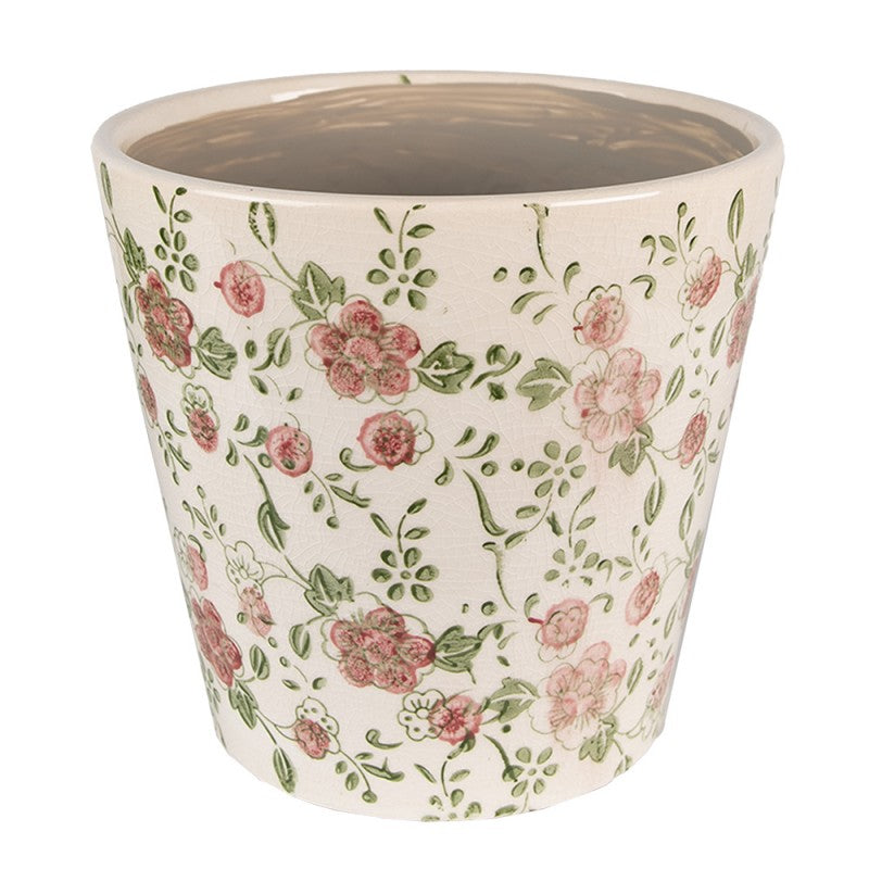 Clayre & Eef Keramik-Blumentopf Ø 14x13 cm – Runder Übertopf S (6CE1566S)
