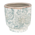 Clayre & Eef Keramik-Blumentopf blau mediterran Ø 15x14 cm – Runder Übertopf S (6CE1574S)