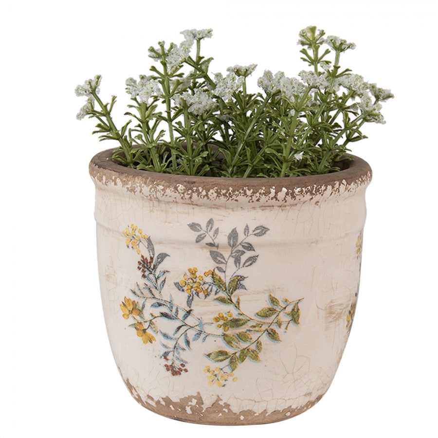 Clayre & Eef Keramik-Blumentopf Ø 13x11 cm – Kompakter Übertopf S (6CE1607S)