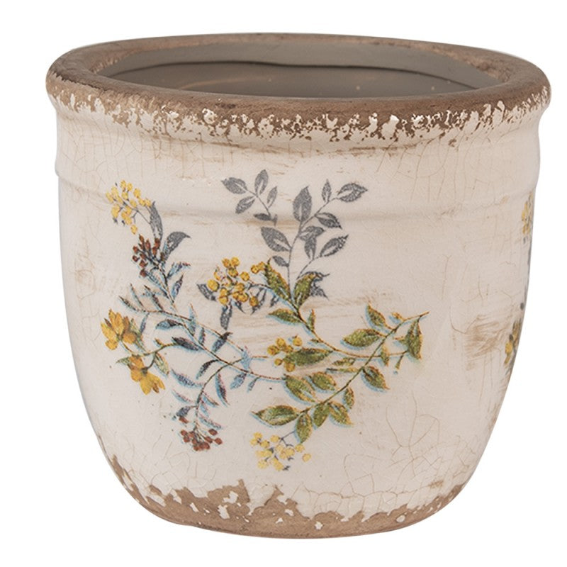Clayre & Eef Keramik-Blumentopf Ø 13x11 cm – Kompakter Übertopf S (6CE1607S)