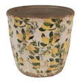 Clayre & Eef Keramik-Blumentopf Zitronen mediterran Ø 14x13 cm – Runder Übertopf M (6CE1609M)