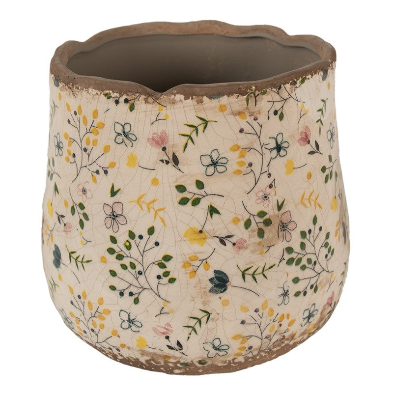 Clayre & Eef Keramik-Blumentopf Ø 21x19 cm – Großer Übertopf L (6CE1610L)