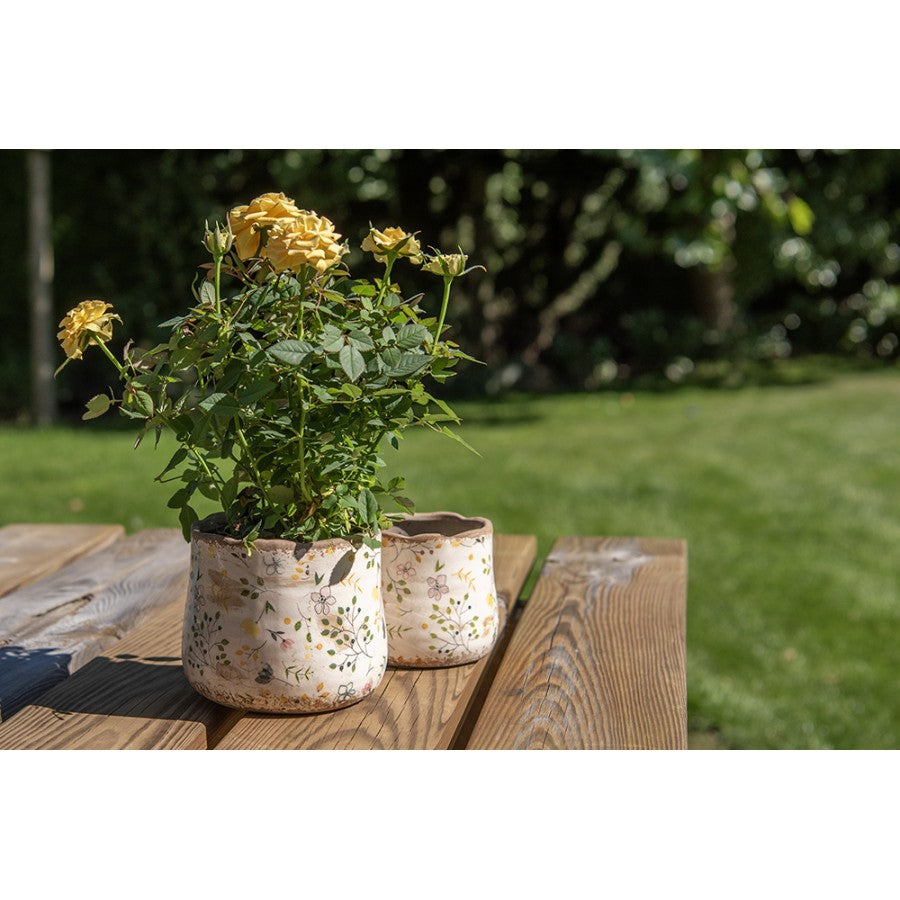 Clayre & Eef Keramik-Blumentopf Streublümchen Ø 14x12 cm – Übertopf S (6CE1610S)