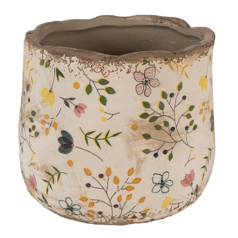 Clayre & Eef Keramik-Blumentopf Streublümchen Ø 14x12 cm – Übertopf S (6CE1610S)