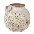 Dekorative Kanne Vase Keramik Wiesenblumen Beige Gelb Craquelé Ø 17x16 cm von Clayre & Eef (6CE1611L)