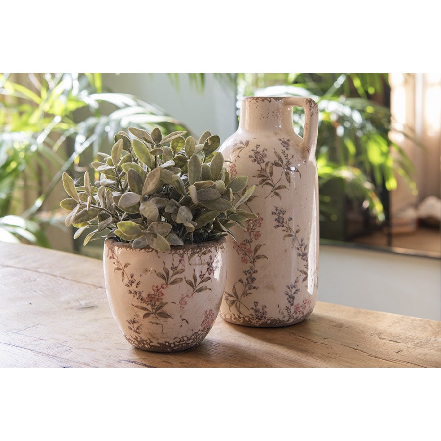 Clayre & Eef Keramik-Blumentopf Ø 13x11 cm – Kompakter Übertopf S (6CE1615S)