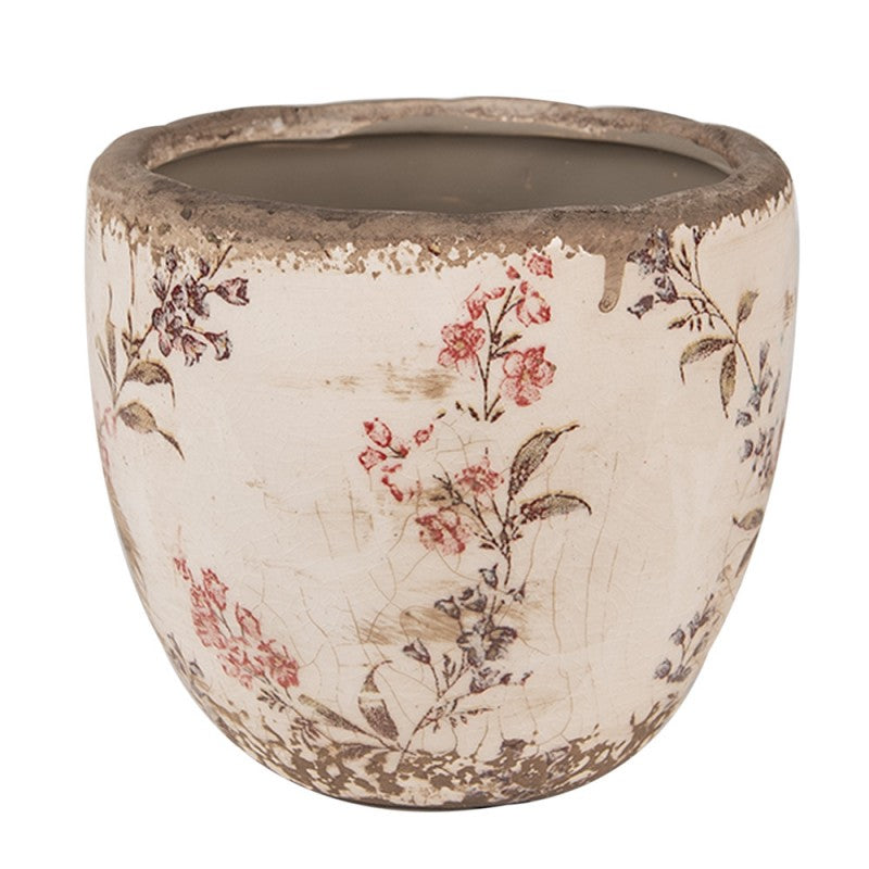 Clayre & Eef Keramik-Blumentopf Ø 13x11 cm – Kompakter Übertopf S (6CE1615S)