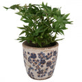 Clayre & Eef Keramik-Blumentopf blau floral Ø 17x16 cm – Übertopf L (6CE1619L)