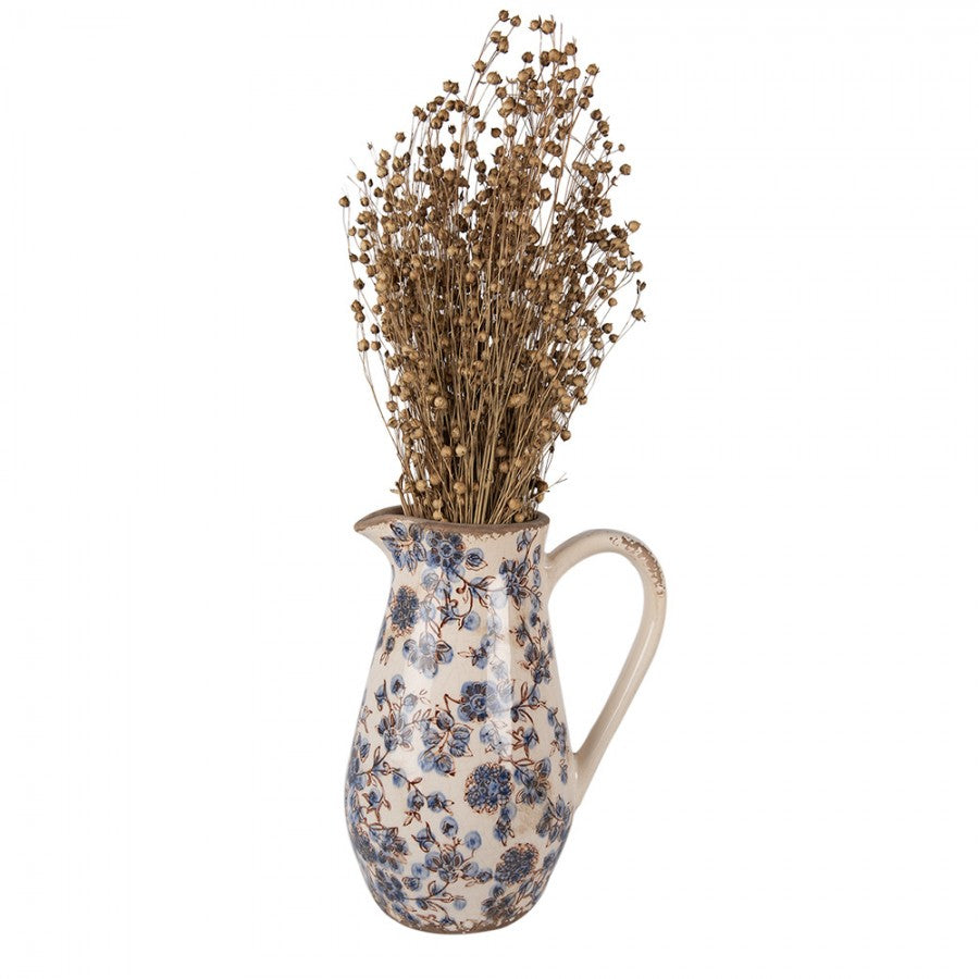 Dekorative Kanne Vase Keramik Chinoiserie Lotus Blau Weiß Craquelé 20x14x25 cm von Clayre & Eef (6CE1621M)