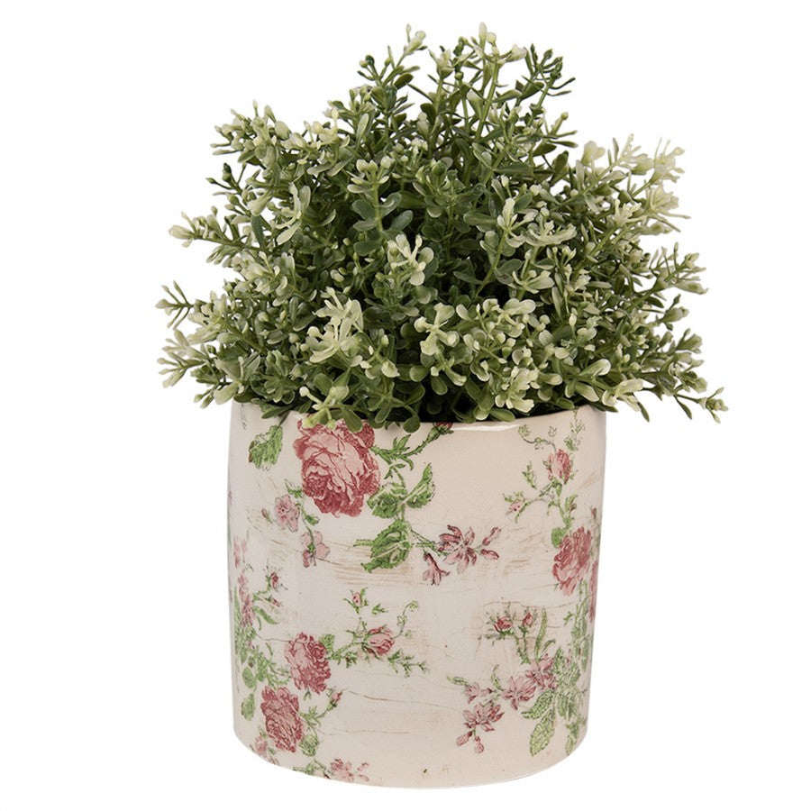 Clayre & Eef Keramik-Blumentopf Rose Ø 14x13 cm – Übertopf M (6CE1623M)