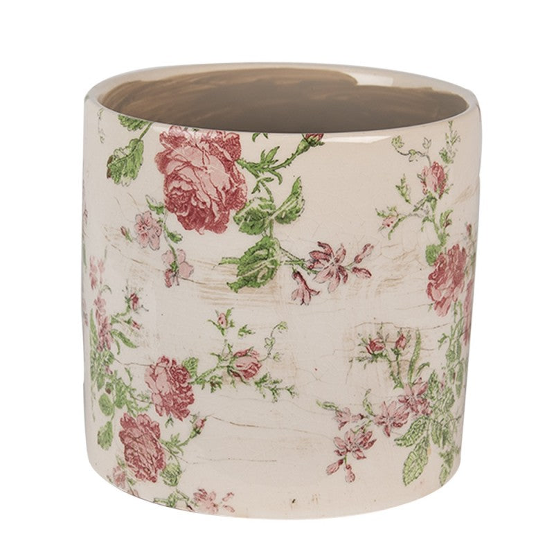 Clayre & Eef Keramik-Blumentopf Rose Ø 14x13 cm – Übertopf M (6CE1623M)