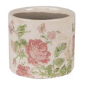 Clayre & Eef Keramik-Blumentopf Ø 11x9 cm Rosen – Mini Übertopf XS (6CE1623XS)