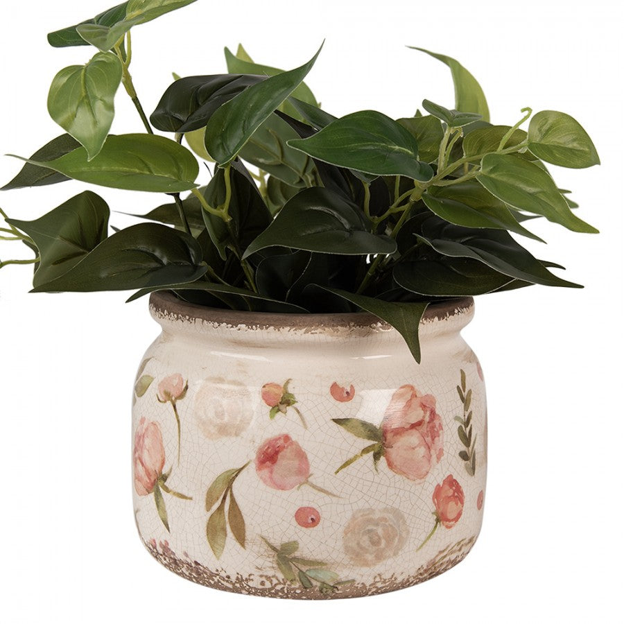 Clayre & Eef Keramik-Blumentopf Rose Ø 20x15 cm – Großer Übertopf L (6CE1625L)
