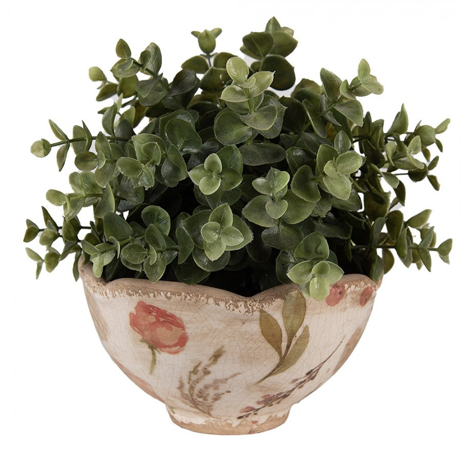 Clayre & Eef Keramik-Pflanzschale Rosen Ø 16x9 cm – Schalen-Übertopf S (6CE1626S)
